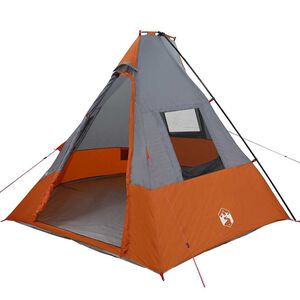 vidaXL Namiot Tipi 6-osobowy Wodoodporny Szary i pomarańczowy tafta