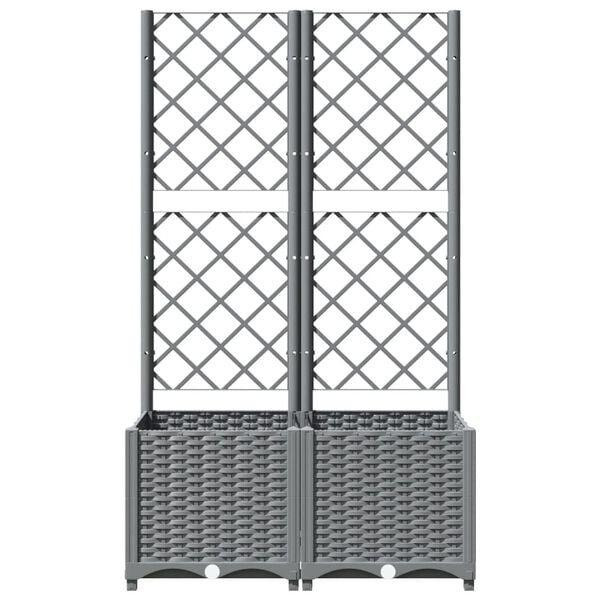 vidaXL Donica ogrodowa z kratką, jasnoszara, 80x40x136 cm, PP