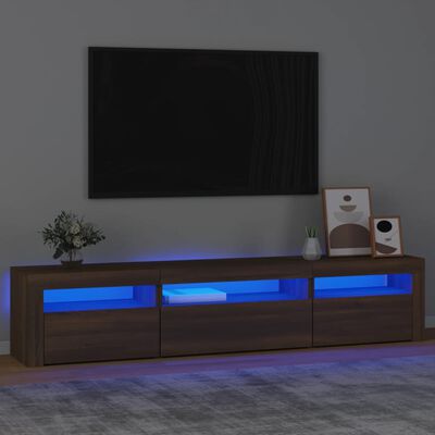 vidaXL Szafka pod TV z oświetleniem LED, brązowy dąb, 195x35x40 cm