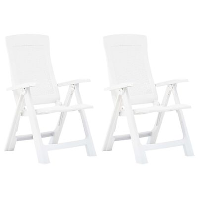 vidaXL Rozkładane krzesła do ogrodu, 2 szt., plastikowe, białe
