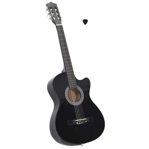 vidaXL Gitara klasyczna z wycięciem, 6 strun, czarna, 38"