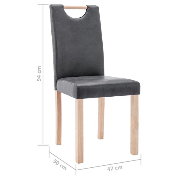 vidaXL Krzesła stołowe, 2 szt., szare, sztuczna sk&oacute;ra zamszowa