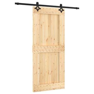 vidaXL Drzwi przesuwne Naturalny i czarny 90 x 210 cm