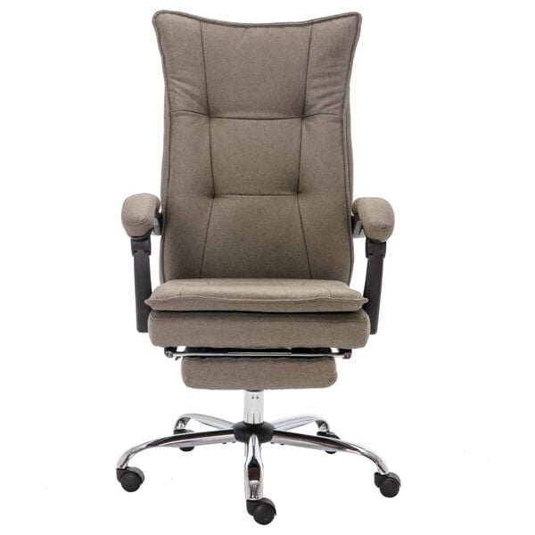 vidaXL Krzesło biurowe z funkcją masażu, kolor taupe, obite tkaniną