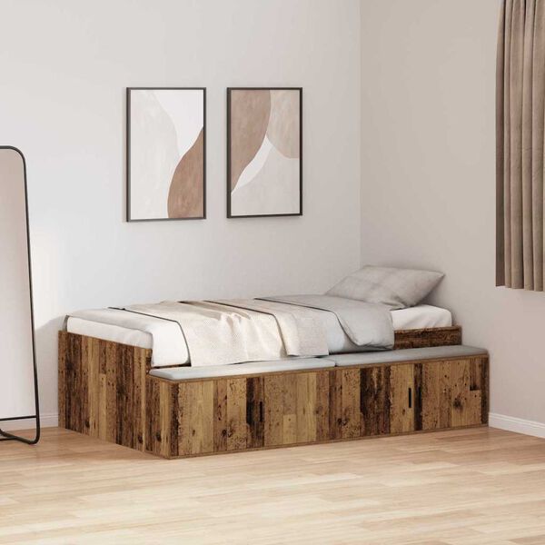 vidaXL Ramka ł&oacute;żka Stare drewno 70 x 190 cm Materiał drewnopochodny