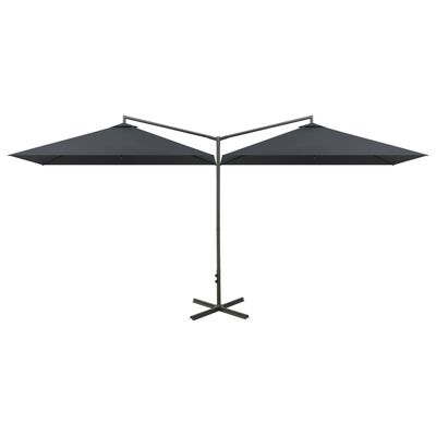 vidaXL Podwójny parasol na stalowym słupku, antracytowy, 600x300 cm