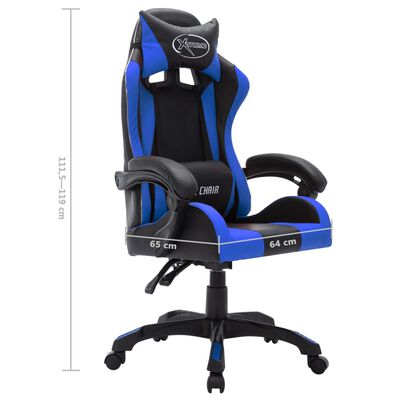 vidaXL Fotel dla gracza z RGB LED, niebiesko-czarny, sztuczna skóra