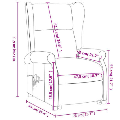 vidaXL Podnoszony fotel masujący, ciemnoszary, tkanina