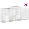 vidaXL Kosze gabionowe, 8 szt, 300x50x120/140 cm, galwanizowane żelazo