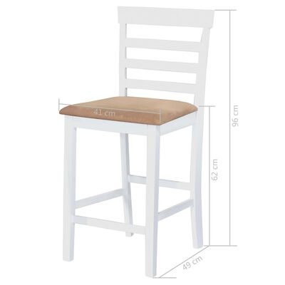 Zestaw białych, drewnianych mebli barowych: stół i 4 krzesła