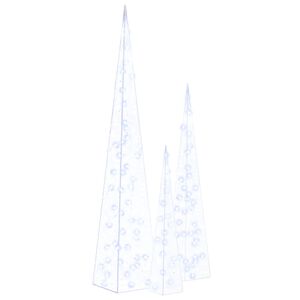 vidaXL Zestaw stożk&oacute;w dekoracyjnych, niebieski, LED, 60/90/120 cm