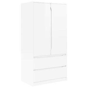 vidaXL Garderoba z szufladą Biały Wysoki Połysk 79,5 x 49 x 156 cm
