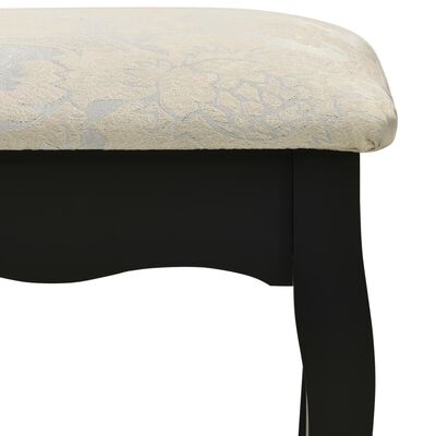 vidaXL Toaletka ze stołkiem, czarna, 80x69x141 cm, drewno paulowni