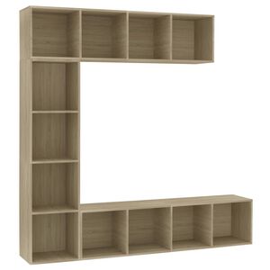 vidaXL 3-cz. regał na książki/ p&oacute;łka pod TV, dąb sonoma, 180x30x180 cm