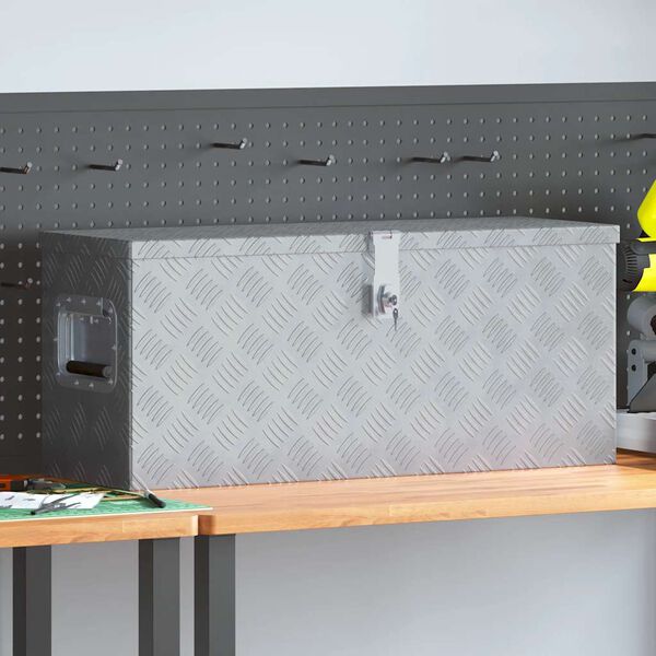 vidaXL Aluminiowa skrzynia, 76,5 x 26,5 x 33 cm, srebrna