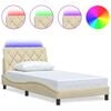 vidaXL Rama ł&oacute;żka z LED bez materaca Kremowa 100x200 cm Tkanina