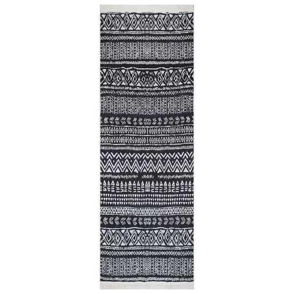 vidaXL Dywanik, czarno-biały, 100x300 cm, bawełniany