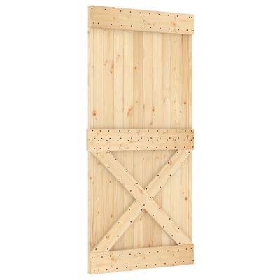 vidaXL Drzwi przesuwne z osprzętem, 95x210 cm, lite drewno sosnowe