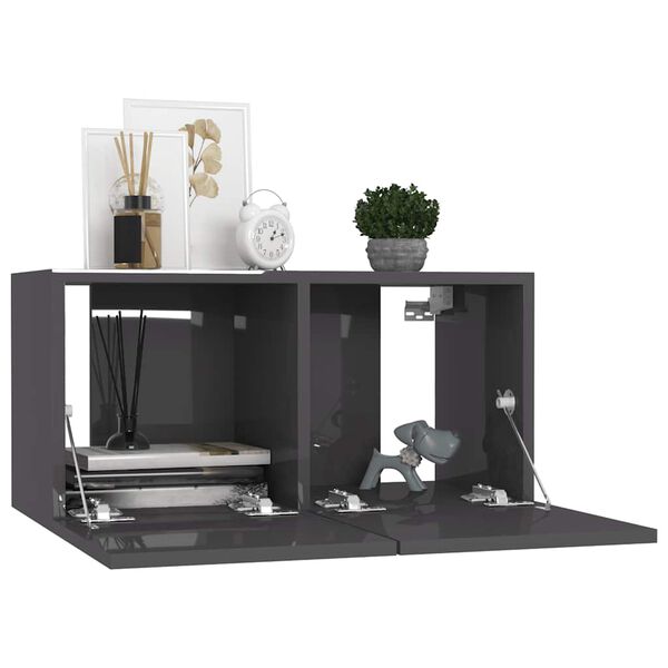 vidaXL 7-cz. zestaw szafek TV, wysoki połysk, szary