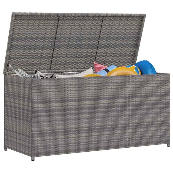 vidaXL Skrzynia ogrodowa, szara, 120 x 50 x 60 cm, rattan PE