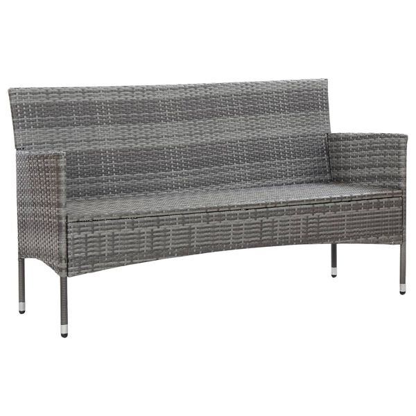 vidaXL 3-osobowa sofa ogrodowa z poduszkami, polirattan, szara