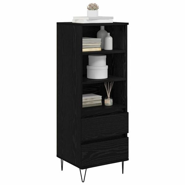 vidaXL Highboard Czarny Dąb 40 x 36 x 110 cm Materiał drewnopochodny