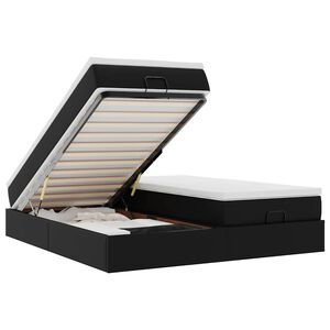 vidaXL Rama ł&oacute;żka otomana z materacami, czarna, 180x200 cm, ekosk&oacute;ra