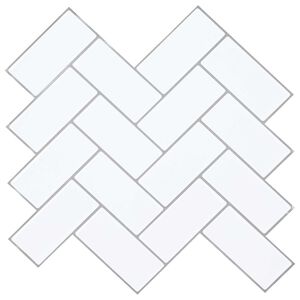 vidaXL Płytka w jodełkę 10 szt. Biały szary 30 x 30 cm