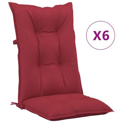 vidaXL Poduszki na krzesła ogrodowe, 6 szt., czerwone, 120x50x7 cm