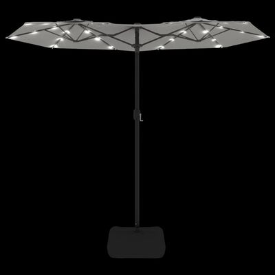 vidaXL Parasol ogrodowy podwójny z LED, piaskowa biel, 316x240 cm