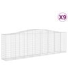 vidaXL Kosze gabionowe, 9 szt, 400x50x120/140 cm, galwanizowane żelazo