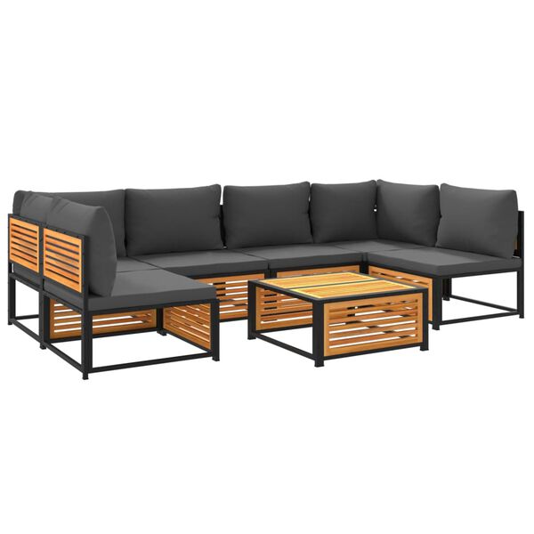 vidaXL 7-cz. zestaw wypoczynkowy do ogrodu, z poduszkami, drewniany