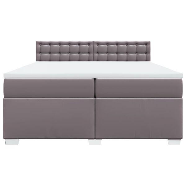 vidaXL Ł&oacute;żko kontynentalne z materacem, szare, ekosk&oacute;ra 200x200 cm