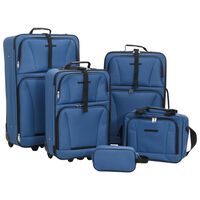 vidaXL Zestaw walizek podróżnych, 5 elementów, niebieski, tkanina