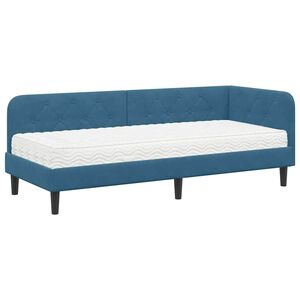 vidaXL Rama ł&oacute;żka narożnego Niebieski 80 x 200 cm Aksamit