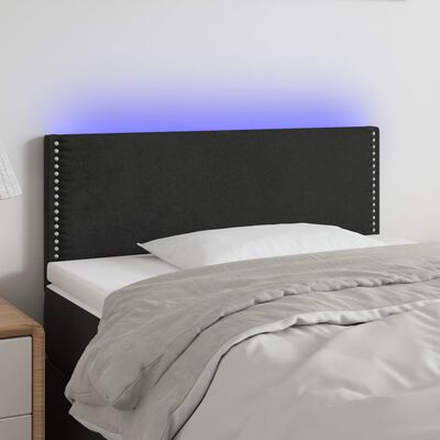 vidaXL Zagłówek do łóżka z LED, czarny, 90x5x78/88 cm, aksamit