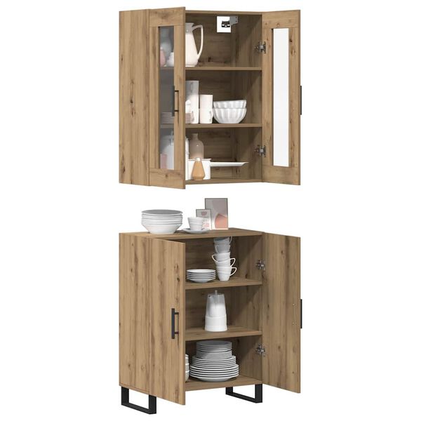 vidaXL Highboard 2 pcs dąb artisan Materiał drewnopochodny