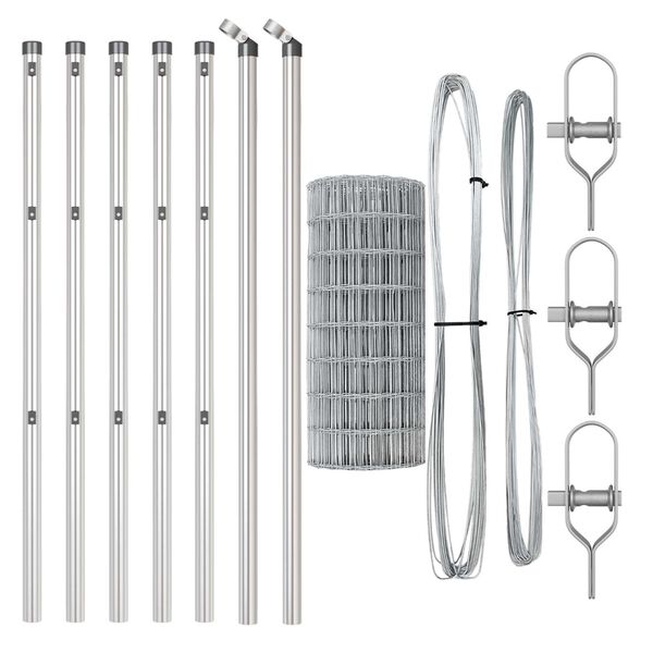 vidaXL Ogrodzenie z słupkiem Srebrny 0,8 x 25 m Stal i PVC