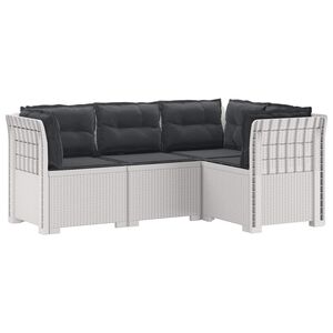 vidaXL Ogr&oacute;d Sofa 4-osobowa z poduszkami Wygląd Rattanu PP Biały