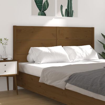 vidaXL Wezgłowie łóżka, miodowy brąz, 206x4x100cm, lite drewno sosnowe