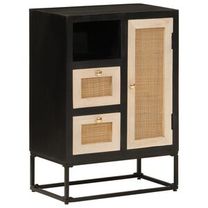 vidaXL Szafka, czarna, 55x30x76 cm, lite drewno mango i żelazo