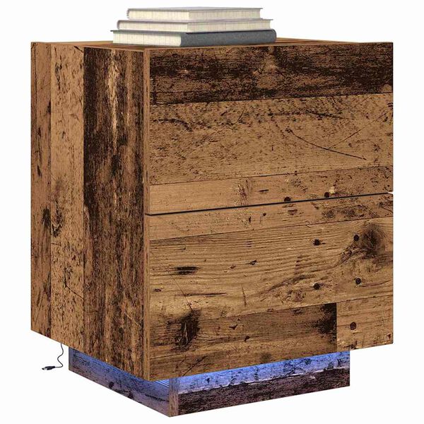 vidaXL Szafka Nocna z szufladą 2 pcs Stare drewno 45 x 40 x 55 cm