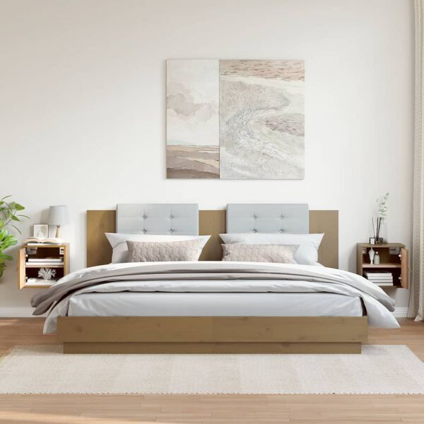 vidaXL Szafki ścienne, 2 szt., miodowy brąz, 31,5x30x30 cm, lita sosna