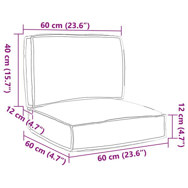 vidaXL Zestaw poduszek na paletę 2 pcs Antracyt Materiał Oxford