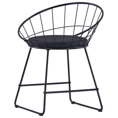 vidaXL Krzesła z siedziskami ze sztucznej skóry, 6 szt., czarne, stal