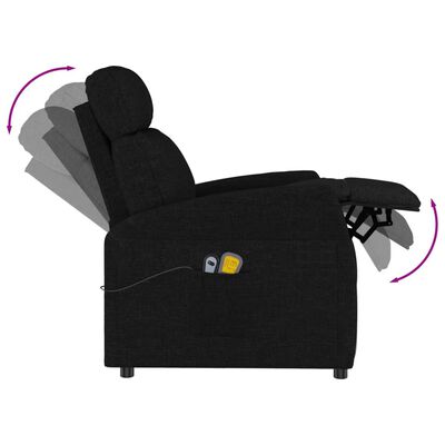 vidaXL Elektryczny fotel masujący, czarny, tkanina