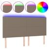 vidaXL Zagł&oacute;wek do ł&oacute;żka z LED, taupe, 200x5x118/128 cm, tkanina