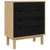 vidaXL Komoda z szufladami z szufladą OTTA Czarny 76,5 x 39,5 x 90 cm