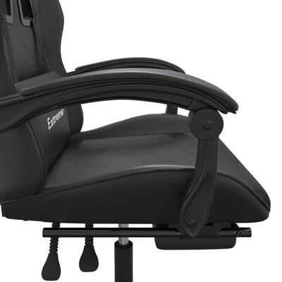 vidaXL Fotel gamingowy z podnóżkiem, czarny, sztuczna skóra