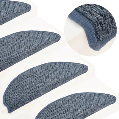 vidaXL Nakładki dywanowe na schody, 15 szt., niebieskie, 65x21x4 cm